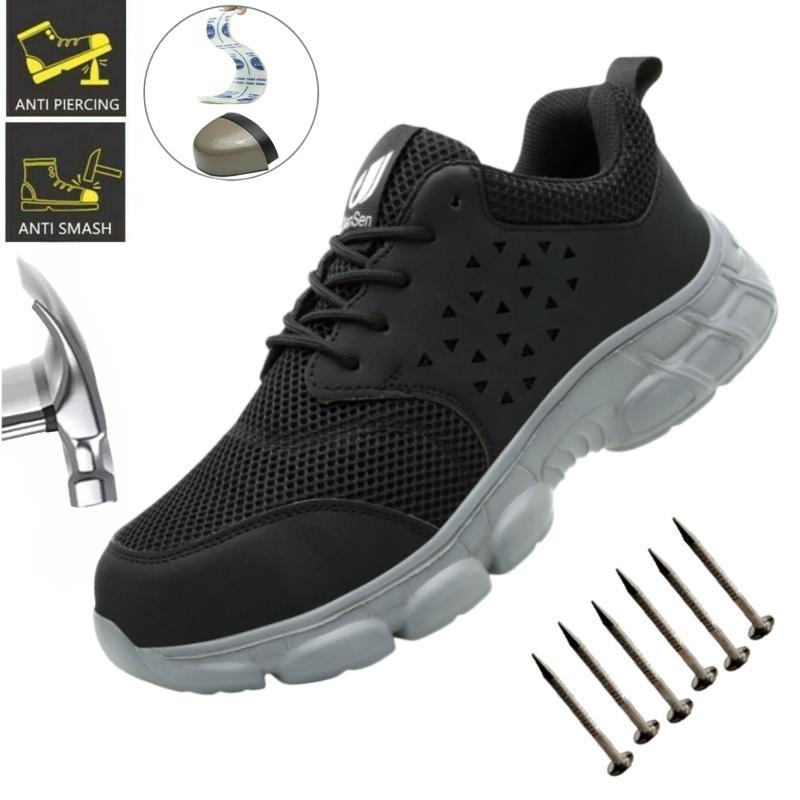 Light Breathable Sneaker Safety Shoes Men For Work Puncture-Proof Protective Male Outside Construction Steel Toe Footwear