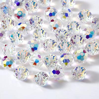 170/84PCS 4/8mm Light Blue Colors Rondelle  Austria Faceted Crystal Glass Beads Loose Spacer Round Beads for Jewelry Making