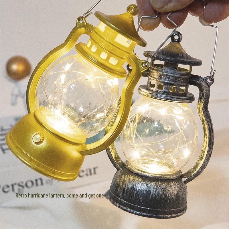 Retro Christmas LED Oil Lamp Ornament: Creative Horse Lantern Candle Light Decor.
