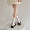 Lace Socks, Cute Mid-calf Lolita Ribbon Bow, White Pile Long Calf, Retro