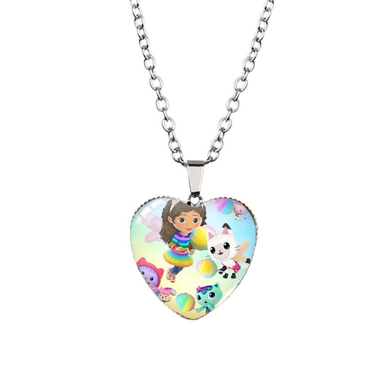 Gabbys Dollhouse Stylish Heart Shaped Necklace With Sparkling Gemstone Accents
