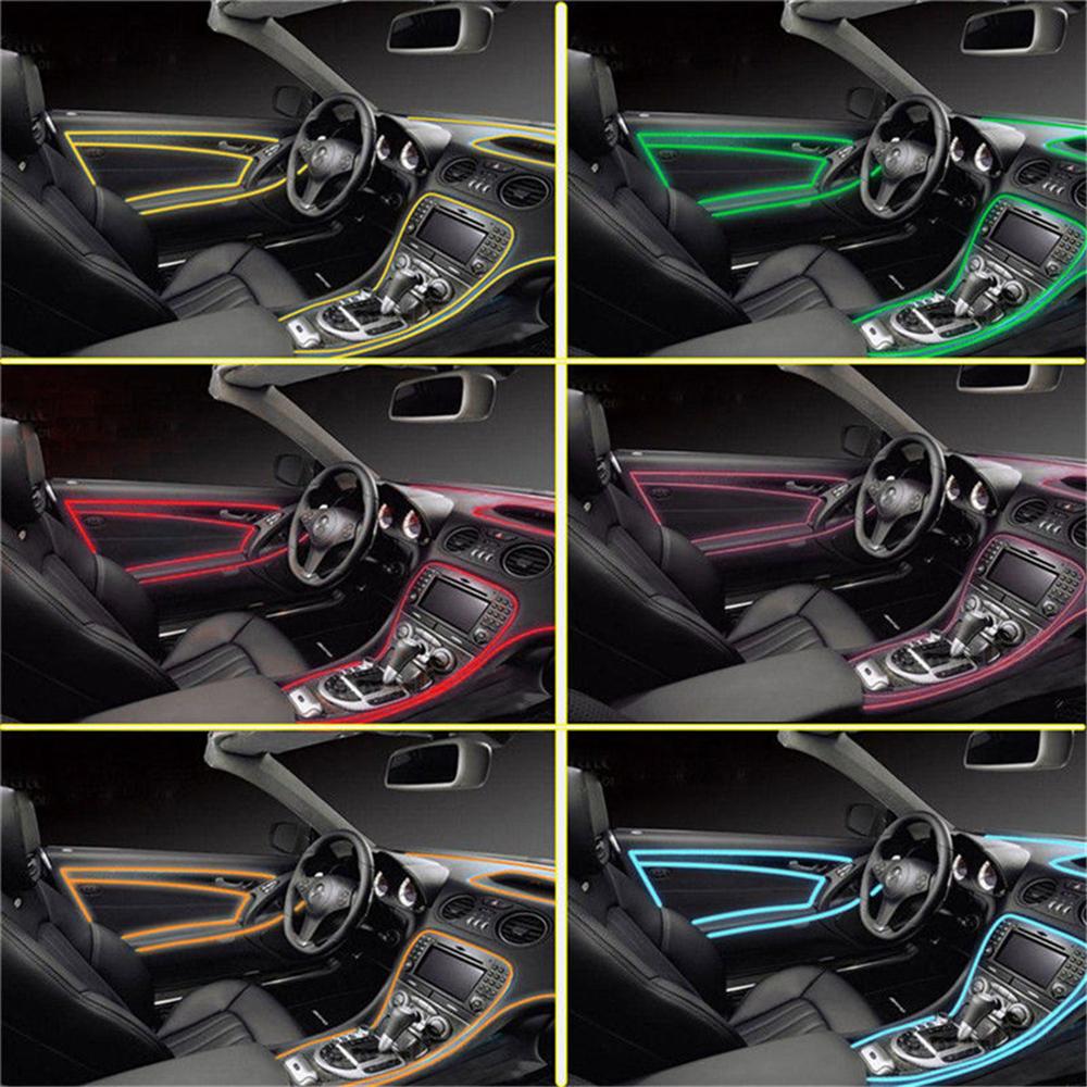 12V 5in1 LED 6M Optical Fiber Car SUV Decor Neon EL Strip Light Atmosphere Lamp