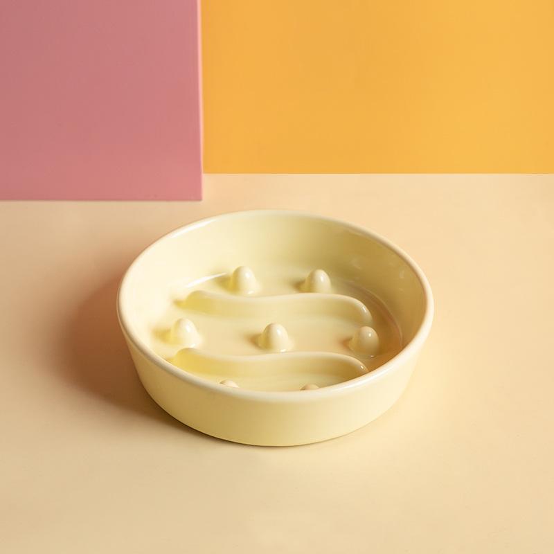 Ceramic slow food bowl Anti-choking slow food bowl Pet bowl Anti-overturning bowl Cat food bowl Cat bowl Dog bowl Pet supplies