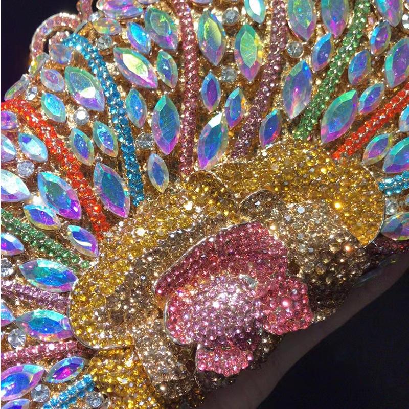 Gold Women Crystal Wedding Evening Bag WHTUOHENG Dazzling Diamond Party Handbags Dinner Banquet Purses Blue/Gold Rhinestone Purs