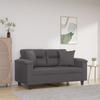 Vidaxl 2-Seater Sofa With Cushions, Gray, 120 Cm, Faux Leather