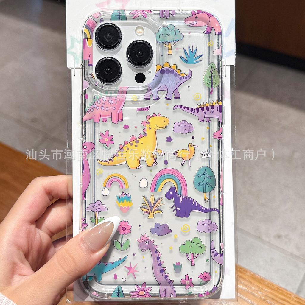 Cartoon Little Dinosaur Fits iPhone 15 Pro Max iPhone Cases, 16/17 Transparent, 13/14 Transparent, Drop-proof