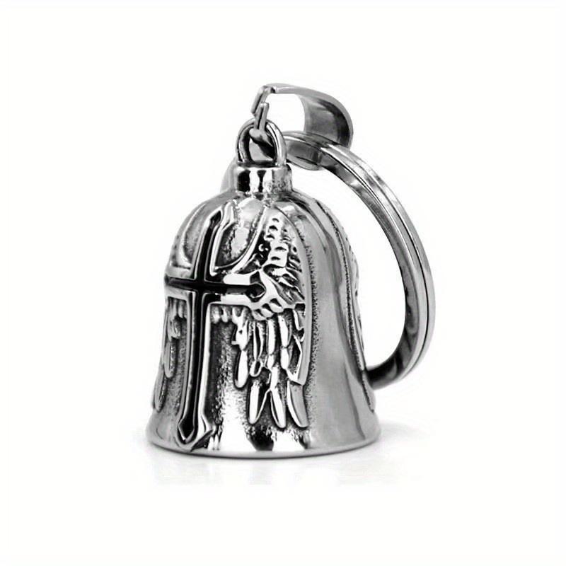 1Pc Black/Red/Blue Cross Guardian Bell Biker Bell, Motorcycle Bell Lucky Charm, Zinc Alloy Motorcycle Bell, Lucky Bell Keychain