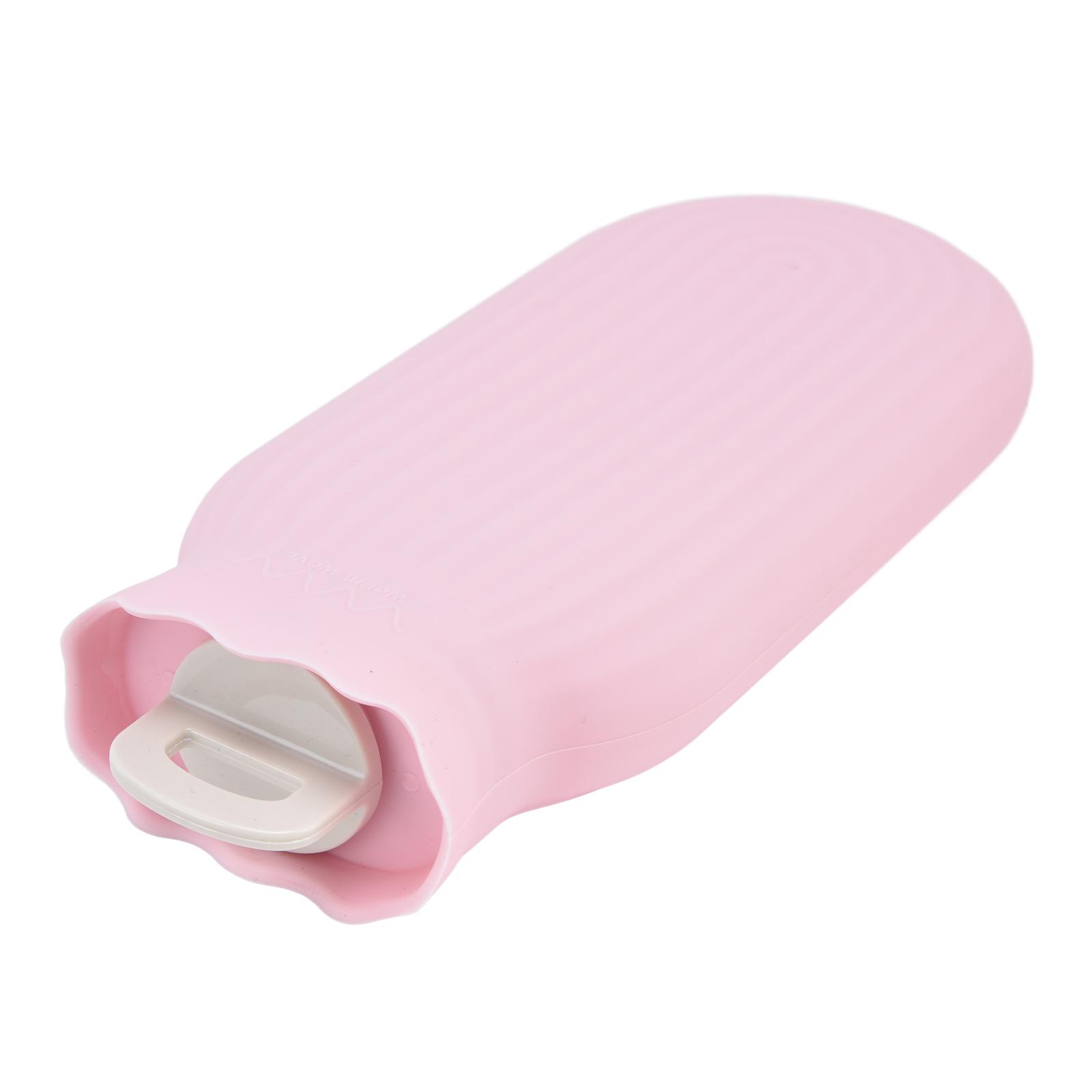 

Hot Water Bottle Multifunctional Silicone Warm Water Bag with Knit Cover for Office Home 550mlPink рожевий