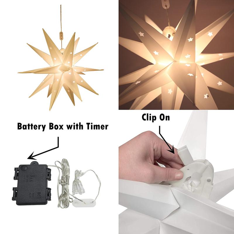 Papierstern Laterne Schwarz – 3D Stern Lampenschirm Als Hängende Deko Für Weihnachten & Party