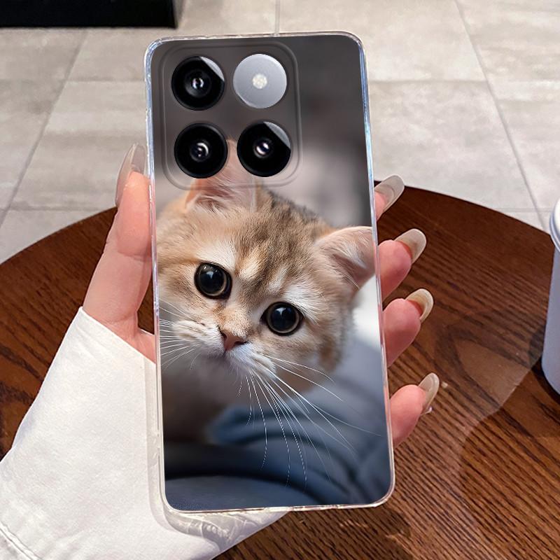 Jelly Casing For Xiaomi 14T 14TPro Clear Silicone Soft TPU Back Cover For Xiaomi 14T Pro Cute Cat Rabbit Heart Protective Case