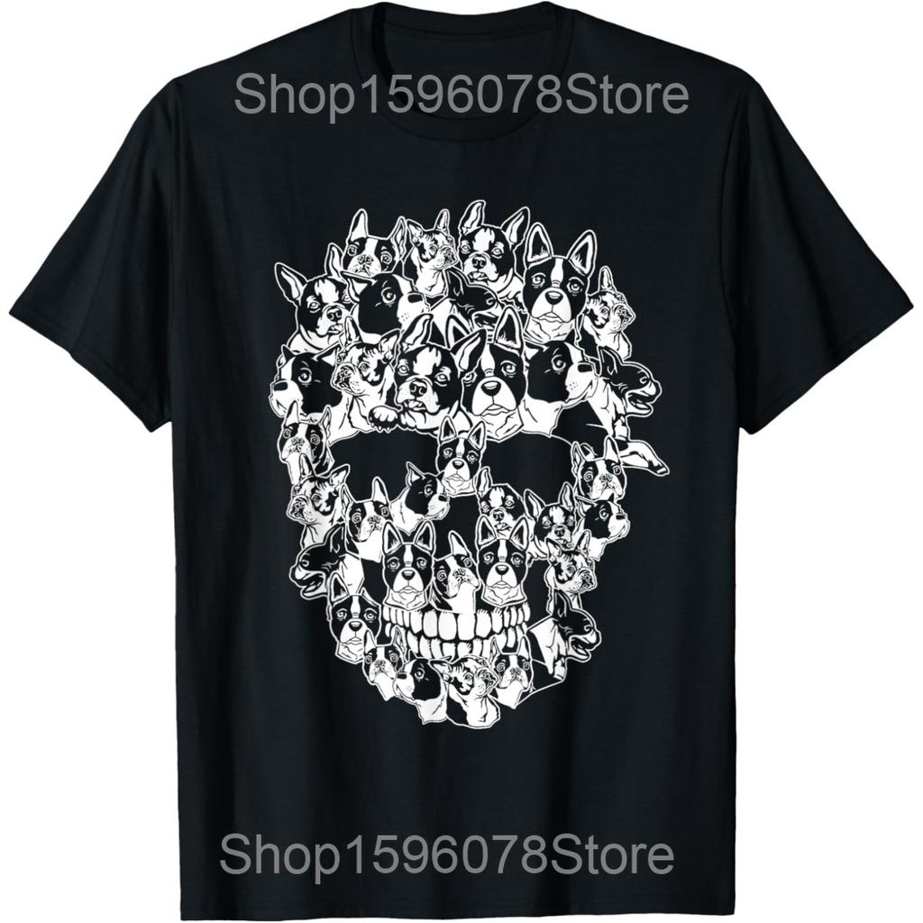 Funny Three Boston Terrier Moon 3 Cute Pet Lover Dogs T Shirts Humor Streetwear Tee Shirt Short Sleeve Unisex Loose Clothing