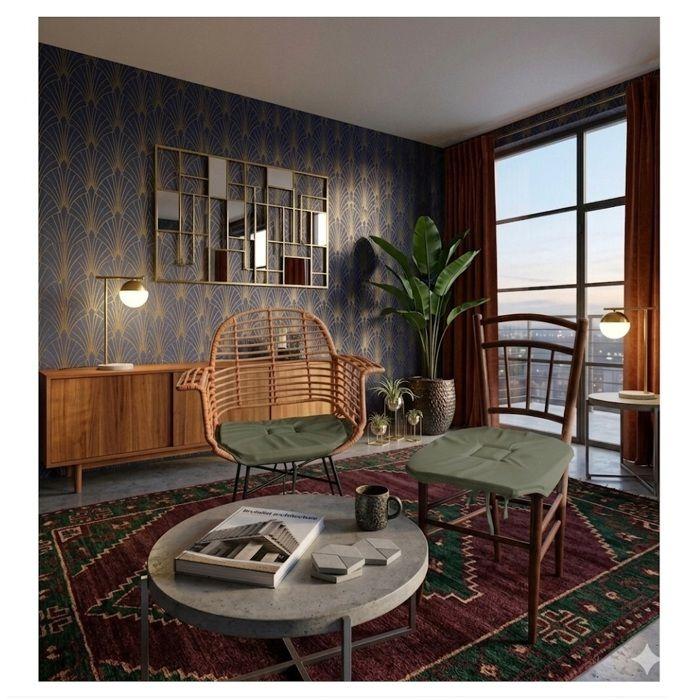 Galette de chaise - EDEN - 4 rabats - 40 x 40 cm - sauge - finitions avec biais