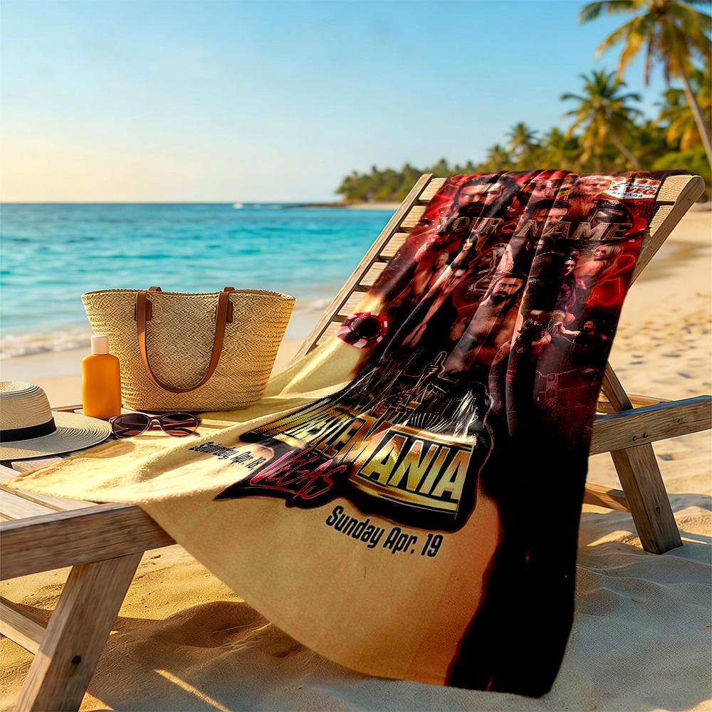 Wrestlemania Personalized Text Beach Towel High Absorbency & Quick-Dry Portable for SwimmingBeachCamping Travel Beach AccessoriesGym