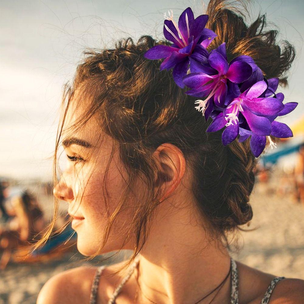 Fabric Floral Hair Tie Lightweight Flower Hair Band New Plumeria Hair Accessory Summer Vacation