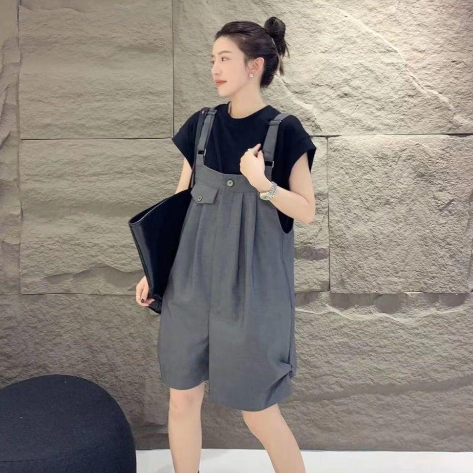 French Summer Women's Slim Korean Style Wide-Leg Casual Overall Shorts