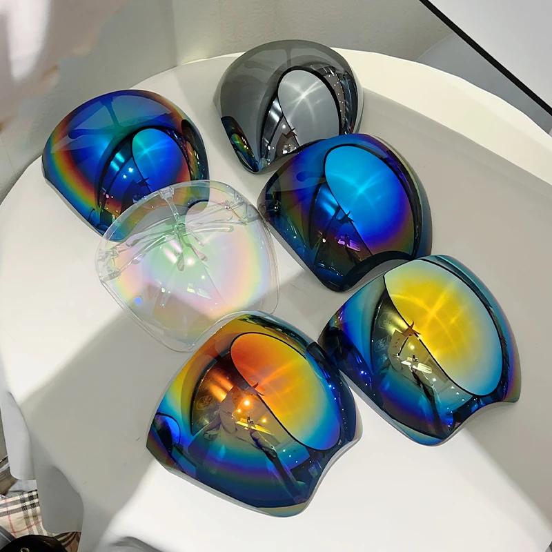 Huge Sports Goggle Men Futuristic Mirror Outdoor Cycling Protective Sunglasses Women Trendy Wrapped Round Anti-UV Shades