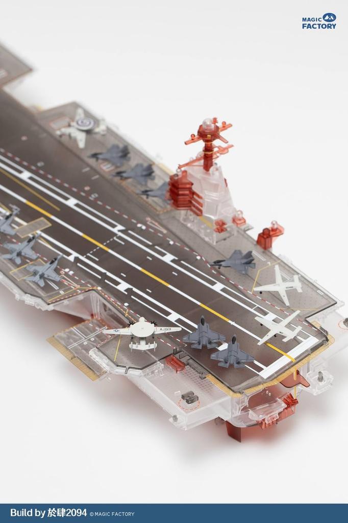Magic Factory American Gerald Ford Class Aircraft Carrier USS Gerald Ford Clear Version Painted Deck Set Plastic Model MGF6502 1/700 R. CVN-78 R.