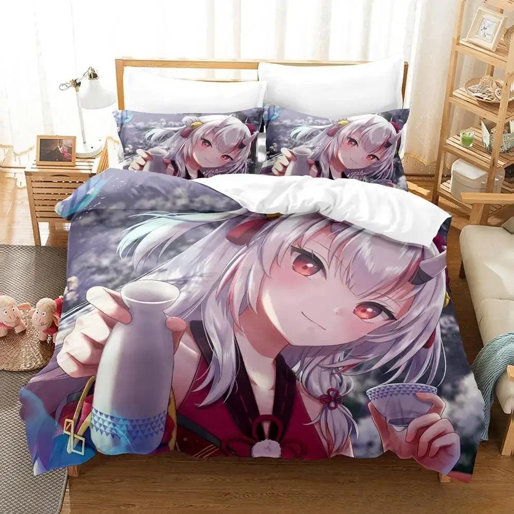 Kawaii Nakiri Ayame Bedding Set Single Twin Full Queen King Size Bed Set Adult Kid Bedroom Duvet cover Sets 3D Print Anime Bed