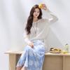 Sancai Women's Lyocell Blend Lace-Trim Hollow Knit Sweater