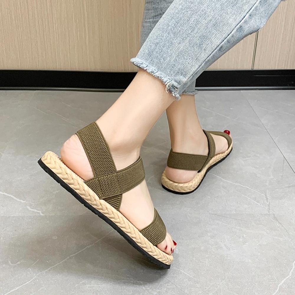 Divat Nyári Divat Sztreccs Szövet Kötött Szandál Női Hátul Gumis Pántos Platform Cipő Plusz Méret 35-43 Női Cipők Szandál
