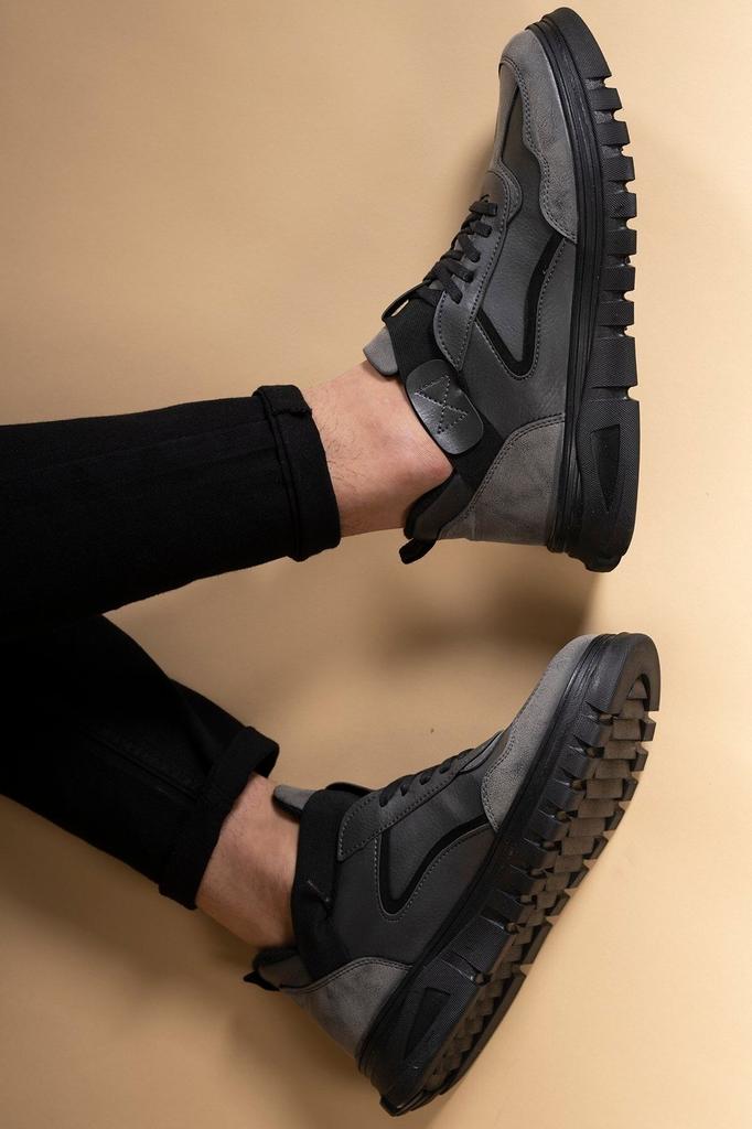 Pánské módní boty z umělé kůže na plochém podpatku černé lodičky