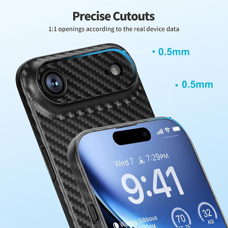 Lightweight Ultra Thin Case for iPhone 17 Pro 0.3mm Carbon Fiber Pattern Matter Case for iPhone 17 Pro Slim Back Cover Bumper
