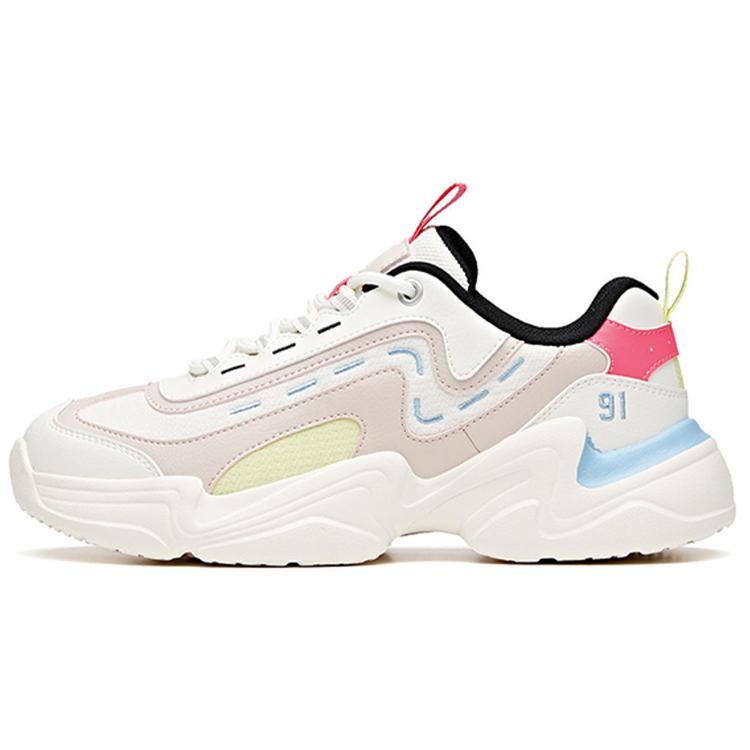 New Anta Life Collection Cushioning Anti-Slip And Wear-Resistant Low-Top Chunky Sneakers Women's White Black Pink 92938862-9