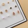 Wind paper card stud earrings niche diamond earrings versatile combination card jewelry set female pearl
