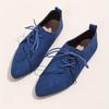 New Arrival Plus Size Low-Top Loafers for Women Suede Lace-Up Pointed Toe Low-Heel British Style Loafers