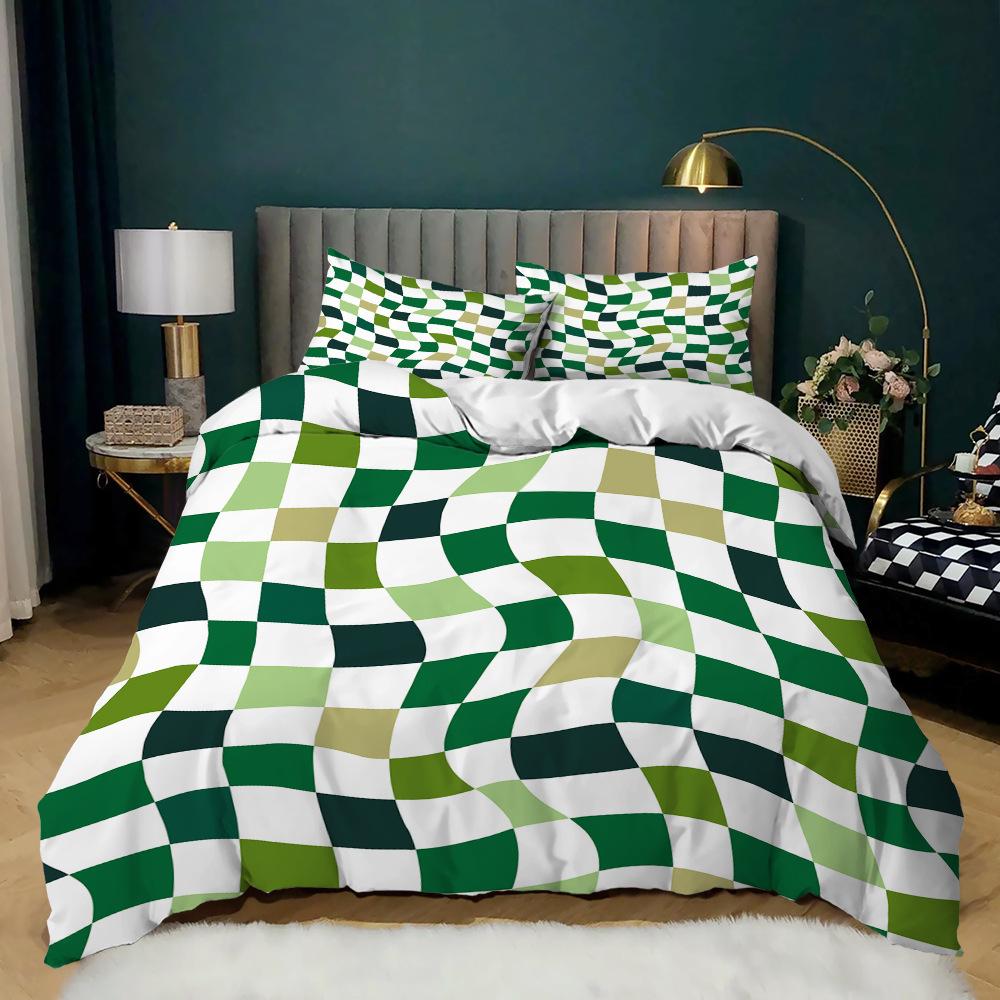 

Комплект в клетку для прямых продаж Постельное белье из трех предметов с цифровой печатью полосками 135 * 200 (two-piece set) 90g