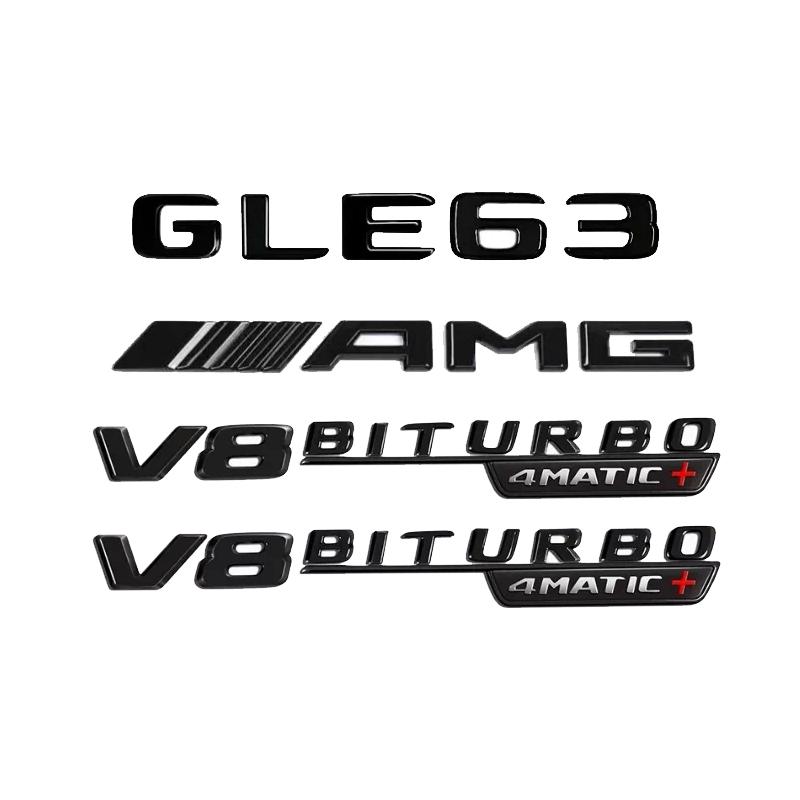 AAUX1 Letter Stickers Car Rear Trunk Emblem Fender Badge Front Grille Sticker For Mercedes Benz AMG GLE43 GLE400 GLE450 GLE53 GLE63S