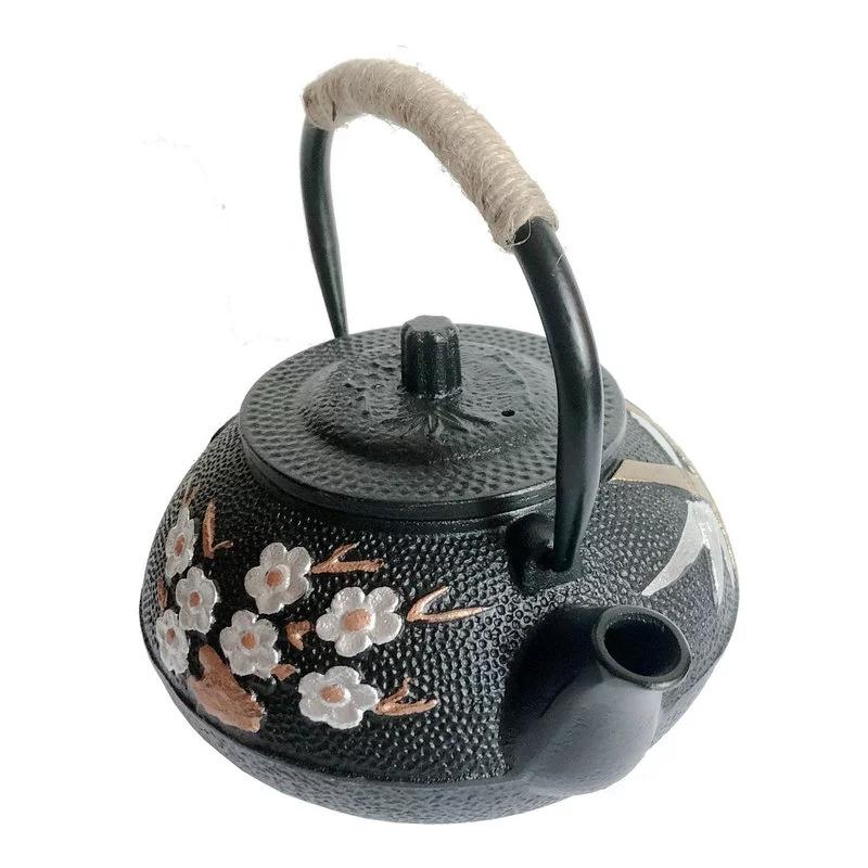 Japanese Tea Teapot Exquisite Plum and Bamboo Painted Series Cast Iron Kettle Boiling Water Set with Strainer Kettle Tea Pot