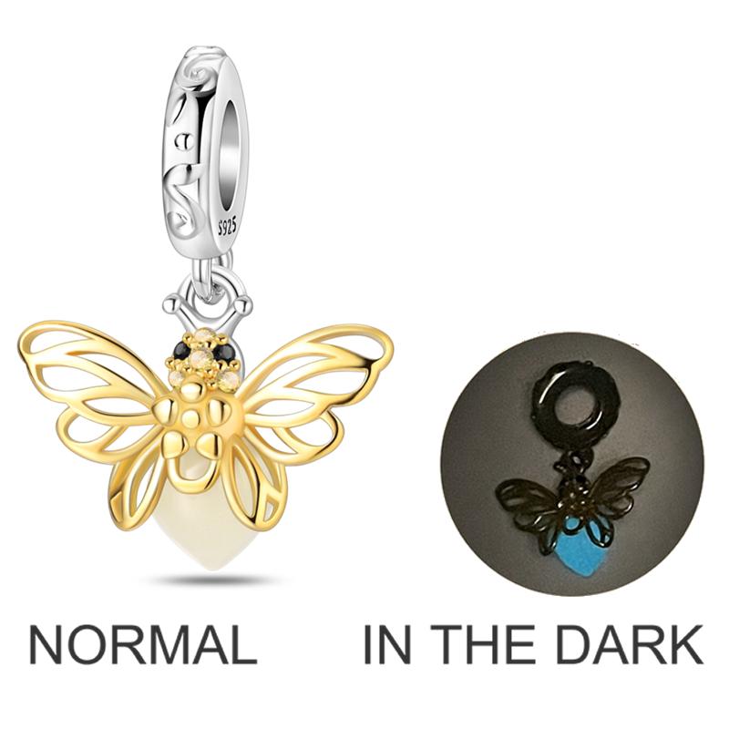 Copper Romantic Lover In Spring Charms Beads Colorful Flower Butterfly Dangle Fit Original Bangle Bracelet Diy Jewelry Gift