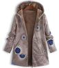 Women Winter Coat Retro Floral Print Hooded Thick Outerwear Plush Zip-up Heat Retention Mid Length Casual Jacket for Daily Wear