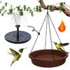 Solar Powered Hummingbird Food Feeder Hand Blown with Solar Fountain Pump Water Feeding Bowl for Outdoor Garden Yard Decoration