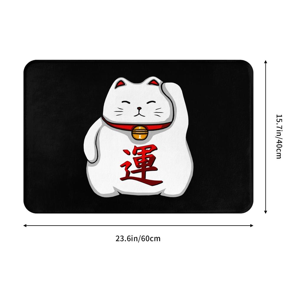 Cute Maneki Neko Lucky Cat Floor Door Kitchen Bathroom Mat Anti-Slip Outdoor  Doormat Garage Entrance Rug Carpet Footpad