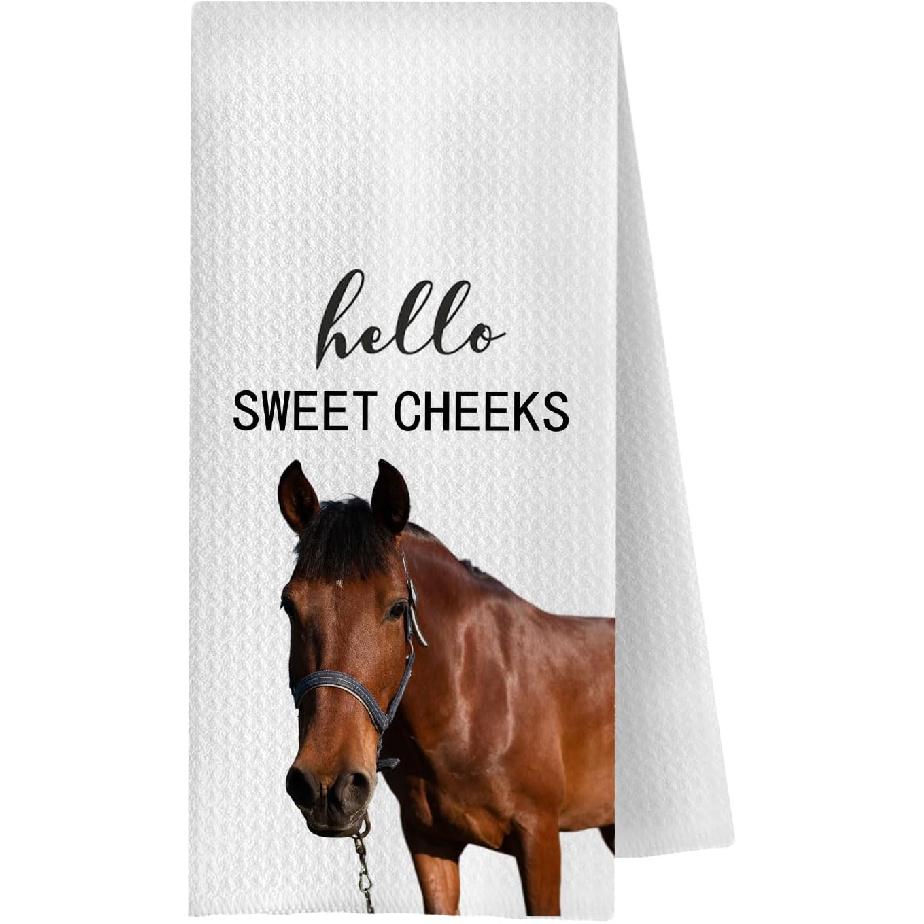 Highland Cow Bathroom Kitchen Towels - Hello Sweet Cheeks Western Bathroom Kitchen Decor,Farmhouse Western Cow Decorative Hand Towels 16x24, Funny