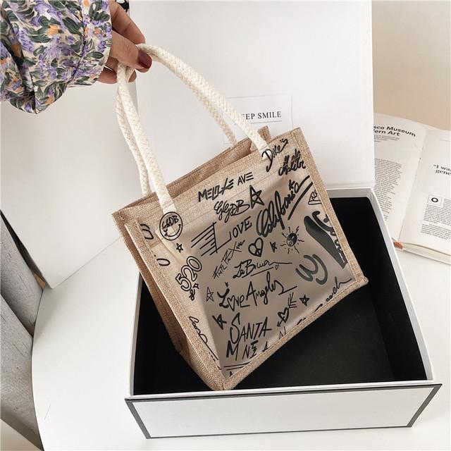 

Clear Graffiti Handbag Pvc Transparent Bags Women Fashion Shoulder Beach Jelly Purse Plastic Tote Clutch