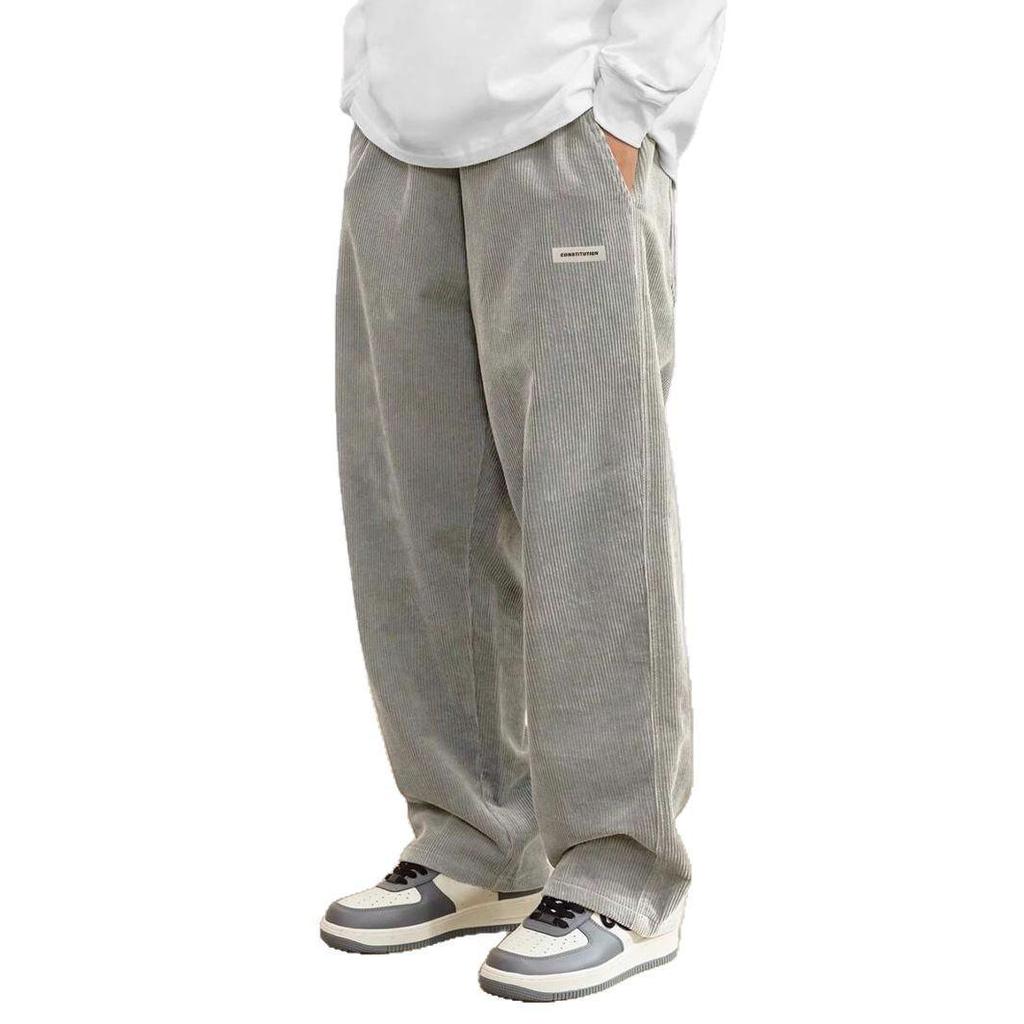 Men's Japanese Style Wide-Leg Cargo Pants - Autumn/Winter Solid Color Fashion