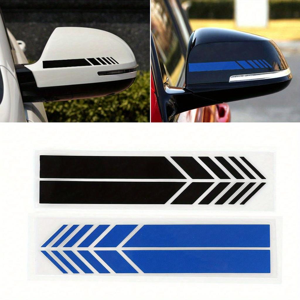 2 Stück Rückspiegelaufkleber Universelles Autostyling PET-Aufkleber Rückspiegeldekoration Aufkleber Streifen Autozubehör
