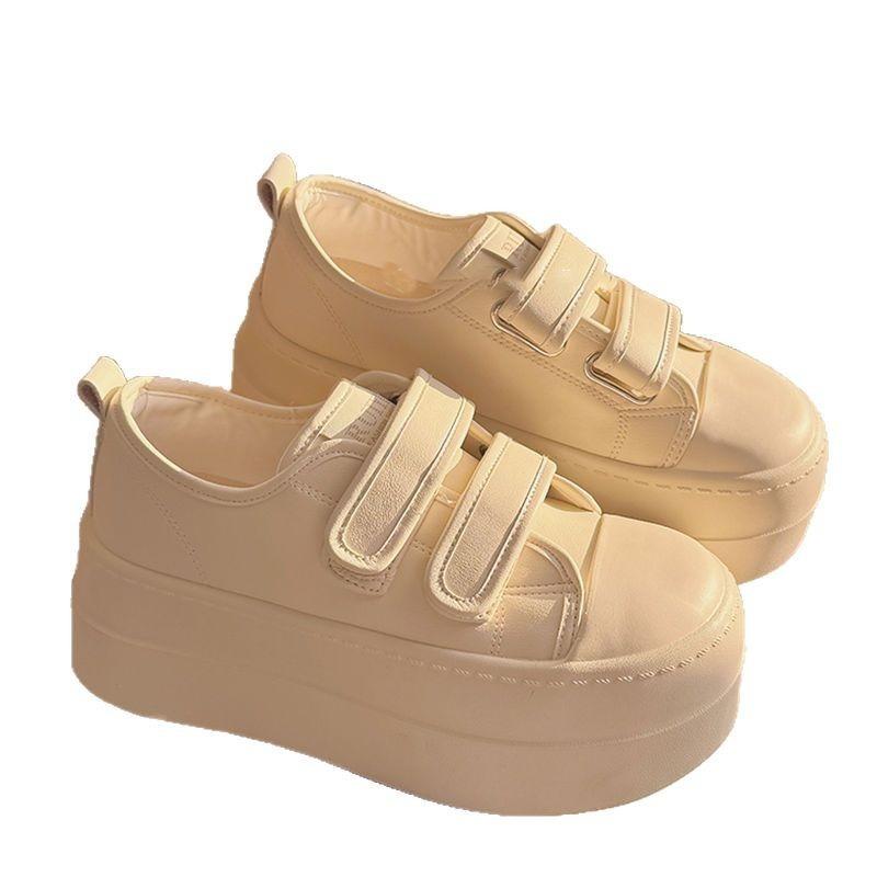Velcro thick-soled heightening little white shoes women's spring new products round head versatile comfortable casual board shoes