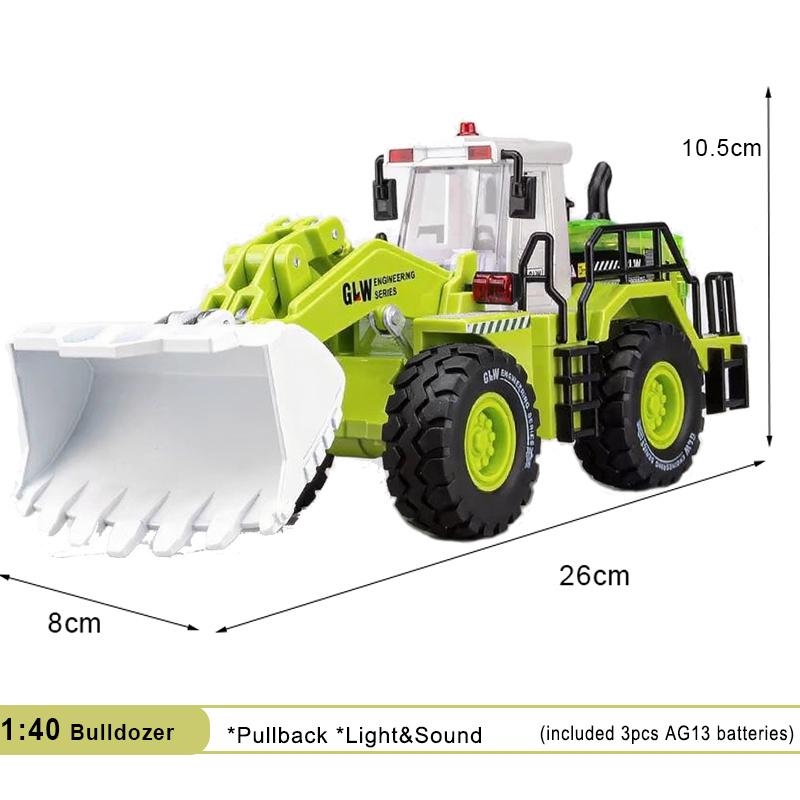 Bulldozer Alloy+Plastic Diecast Model Engineering Play Vehicles Pull Back Driving Loader Car Toys Collection Gifts For Children