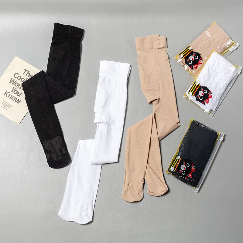 Plus Size White Dance Socks with Butterfly Gusset - Cat Paw Design for Practice and Students