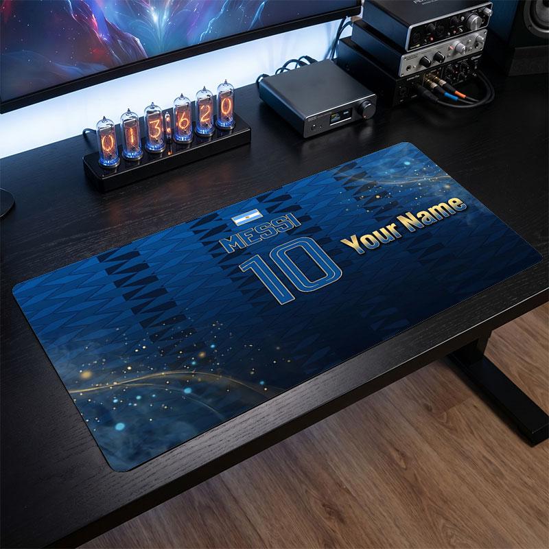 Tappetino per Mouse Grande Personalizzato Lionel Messi, Stampa Testo Nome Personalizzato, Tappetino da Scrivania Antiscivolo con Logo Calcio, Regalo per Gamer