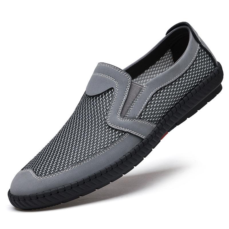 Men s Summer Breathable Mesh Loafers: Casual Lightweight Round Toe Flat Heel Shoes 39