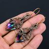 Natural Mystic Topaz Gemstone Handmade Copper Wire Wrap Earring 2.76 w4M85