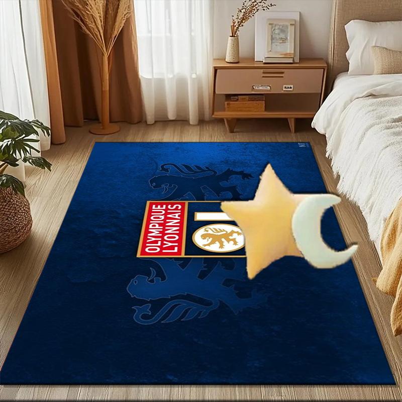 Lyon Football Crest Printed Office Carpet Chair Cushion Entryway Rug, Rugs for Living Room, Bedroom Christmas gifts