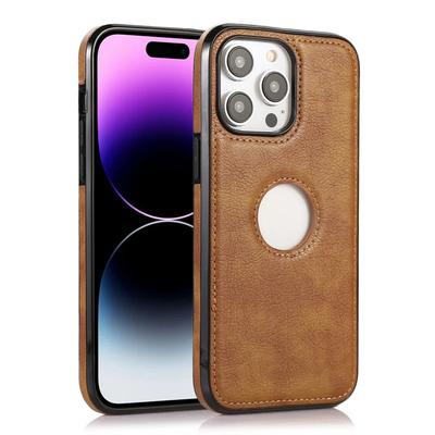 Logo Gat Luxe Leer Schokbestendige Hoes voor IPhone 15 14 13 11 Pro Max 12 Mini XS XR X 8 7 Plus SE 15Pro Zakelijke Hoes