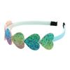Bandeau pour fille avec peigne à dents lisses et arc anti-glisse Couleur dégradé arc-en-ciel Décoration Cœurs Étoiles Serre-tête