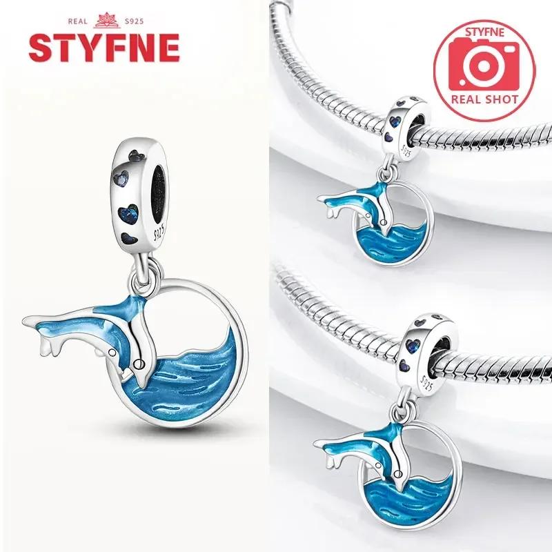 Women Bracelet Diy Fine Jewelry Gifts Original Charms Beads Copper Ocean Series Blue Turtle Starfish Shell Pendants